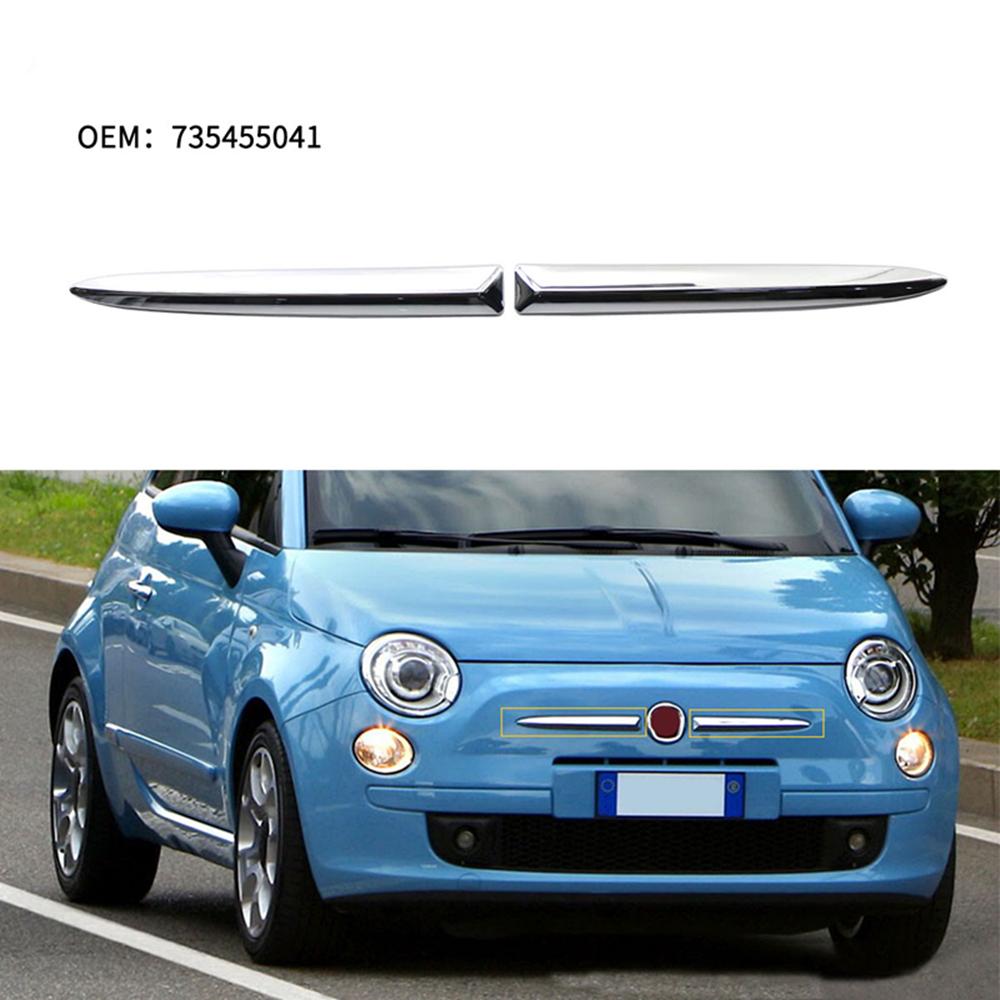 

Pair Front Bumper Upper Grill Moulding Trim For Fiat 500 2007-2015