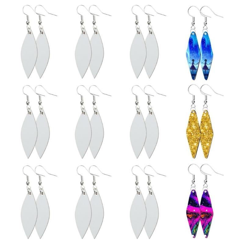 Sublimation Blank Earrings Unfinished Wood Dangle Earrings Love Leaf Pendant Hook Earrings for DIY Jewelry Making Craft