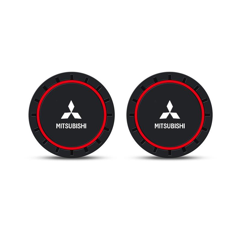 

2pcs Car Coaster Water Cup Slot Non-Slip Pad Emblem For Mitsubishi Lancer 9 EX Outlander 3 ASX L200 Auto Interior Accessories
