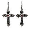 Sterling Silver Black Enamel Cross Earrings