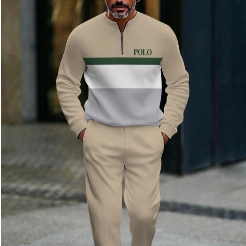 Herren Mode Stil Gedruckt Zweiteiliges Set 3D Digital Halber Reißverschluss Lässig Trendig Sportbekleidung Herbst und Winter Set