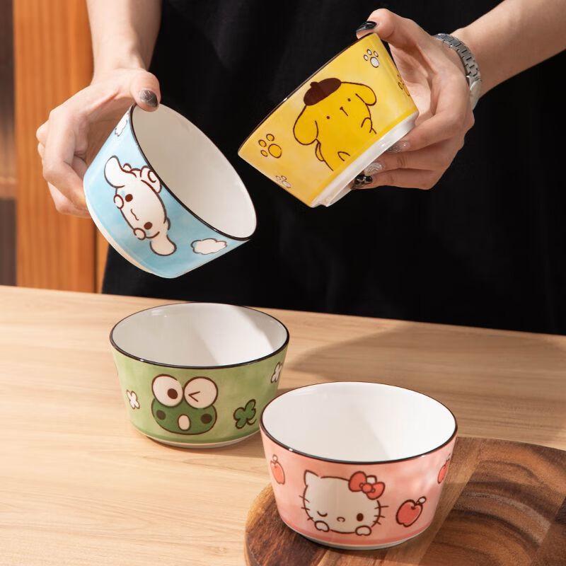 Linpan Cartoon Ceramic Rice Bowl Set