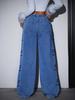 High-Waisted Butterfly Print Casual Jeans