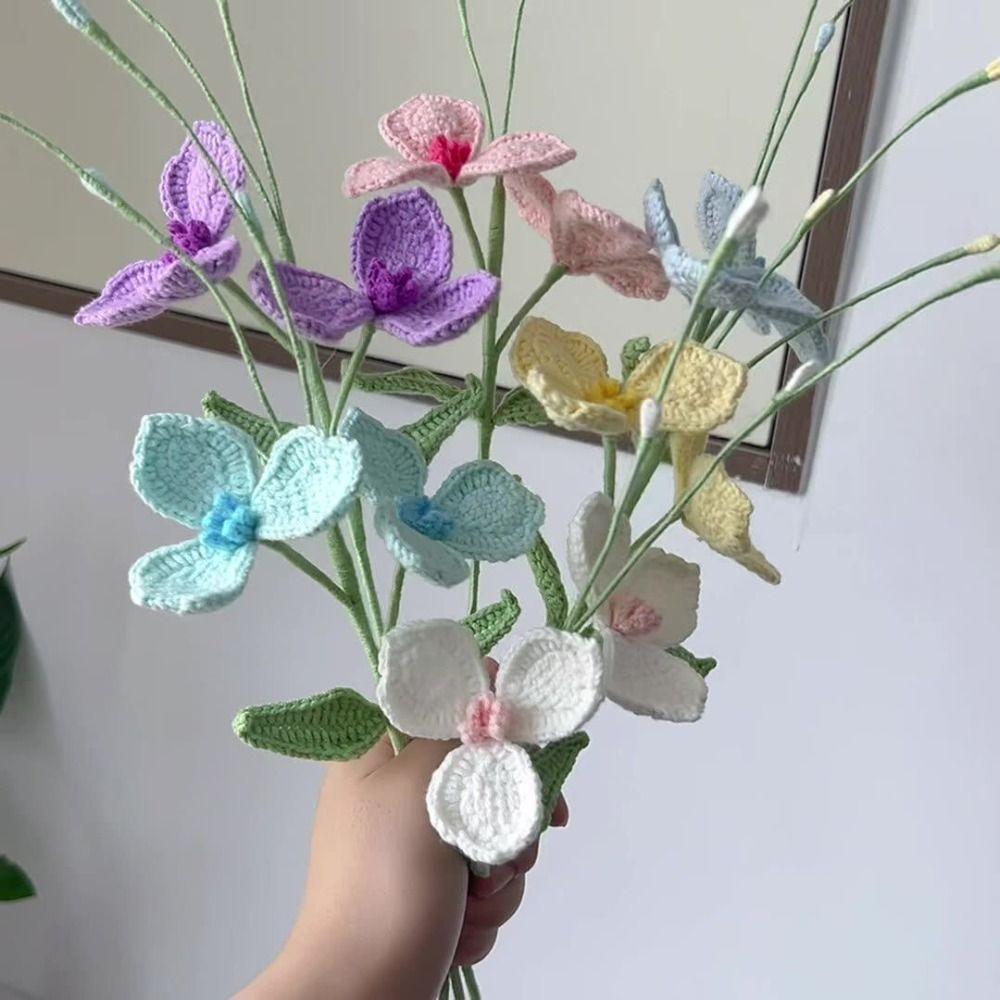 Finished Knitted Bouquet Multicolor Artificial Flower New Knitting Sunflower Mother's Day
