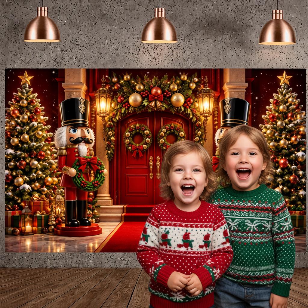 Holiday Background Sparkling Ornaments Christmas Party Banner Christmas Display Gift Box Decor Christmas Celebration Banner