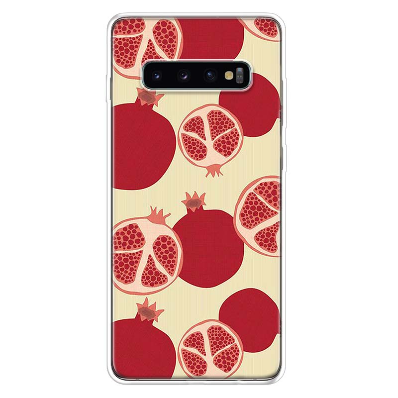 

Food fruit red pomegranate and Cherry Phone Case For Samsung Galaxy S26 S25 Edge S24 S23 Ultra S22 Plus S21 S20 FE Soft TPU Back Samsung S23