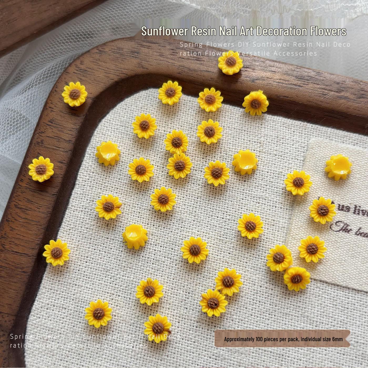 Sunflower Resin & Daisy Rhinestones: 3D Summer Nail Art Decor