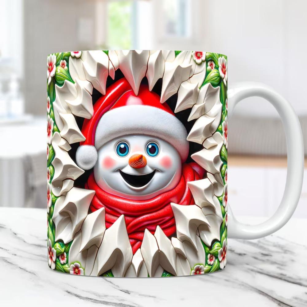 Tazza da caffè in ceramica tazza da tè pupazzo di neve cappello di Natale tazza