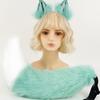 Wolf Ears Headband with Tail Foxes Wolf Ears and Tail Set Halloween Cosplay Party Foxes Costume Accessories Kid Adult