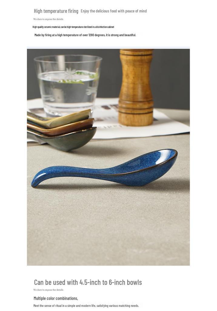 Cucchiaio in Ceramica Giapponese Cotto in Forno - Ideale per Zuppa, Dessert e Altro