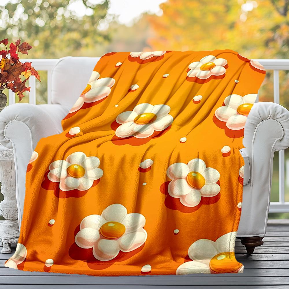 1pc Flower Pattern Outdoor Flannel Blanket Soft Warm All-Season Throw for Sofa Bed Car Camping Office, Cozy Gift Idea1136S