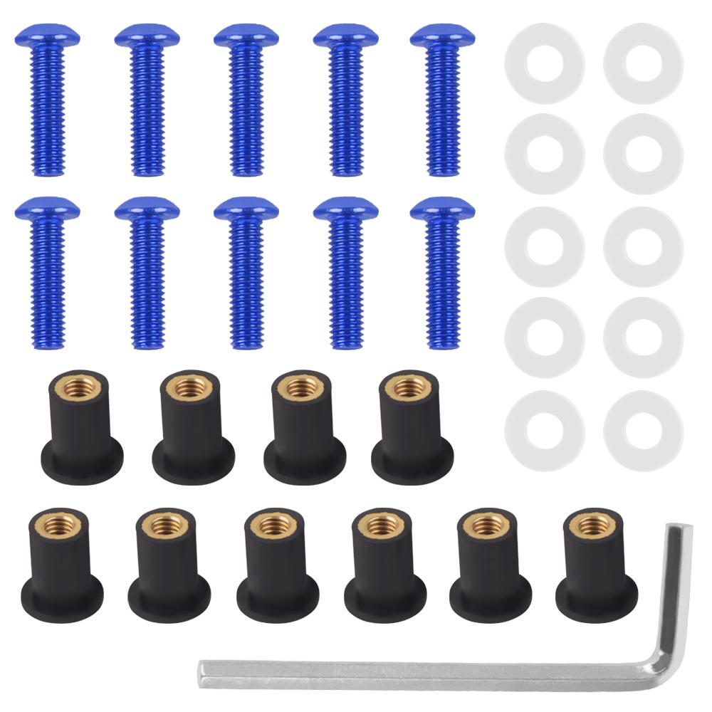 10Pcs M5X15mm Windshield Windscreen Bolts Fairing Screw Nut Fastener For Suzuki GSXR GSX-R600 750 1000 HONDA BMW KAWASAKI SUZUKI