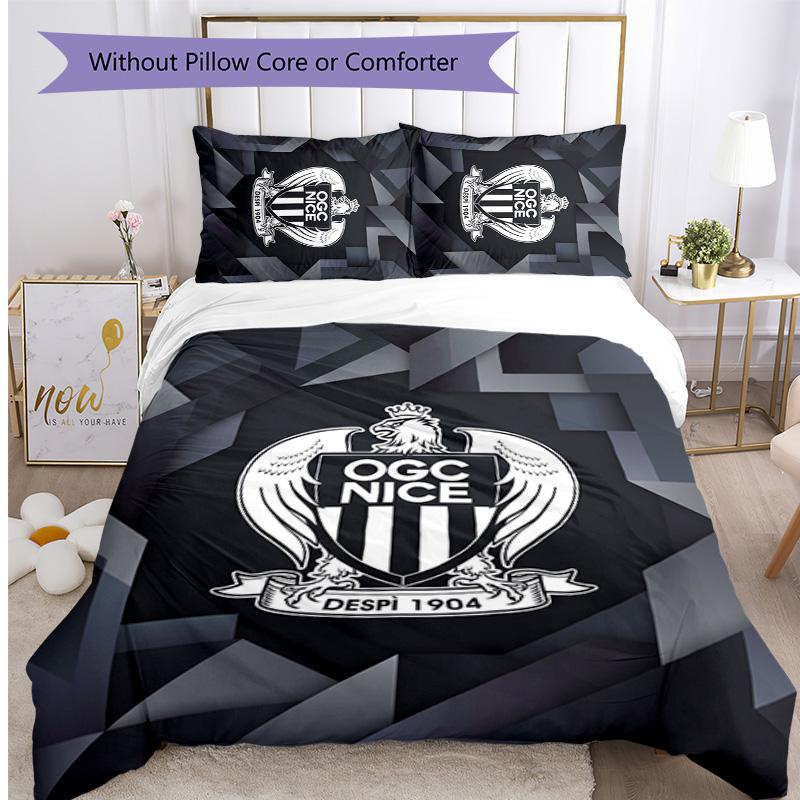 OGC Nice FC Printed 3PCS Bedding Set Breathable Duvet Cover with Pillowcases Decorative Bed Linen for Bedroom Home