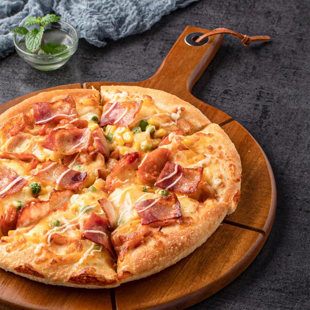 Pizza Cutting Board With Handle Serving Platter Wooden Pizza Paddle Round Cutting Board For Home Kitchen Baking Oven Accessories