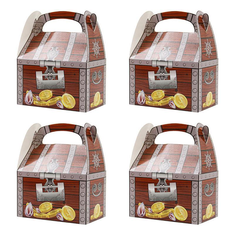 

Creative Wood Pattern Pirate Treasure Box, Birthday Party Gift Box, Candy Gift Carton