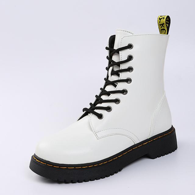 Women 'S Fashion Boots Autumn And Winter Warm And Comfortable All -Match Lace -Up Mid -Tube Flat Waterproof Non -Slip Women 'S Shoes
