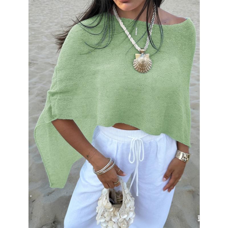 Diyun European and American Leisure Vacation Versatile Semi-transparent Shawl Top Woolen Women's Clothing Independent Station