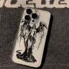 Gotisches Dunkler Engel Skizze Muster Design Schutzhülle für iPhone 17 16 15 14 13 12 11 16E Serie Pro Max Plus