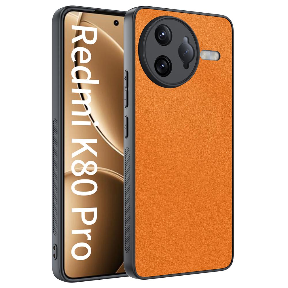 

Чехол для Xiaomi Poco F7 Ultra 5G/Redmi K80 Pro 5G с покрытием из ПУ кожи, ПК+ТПУ, противоударный чехол для телефона Orange