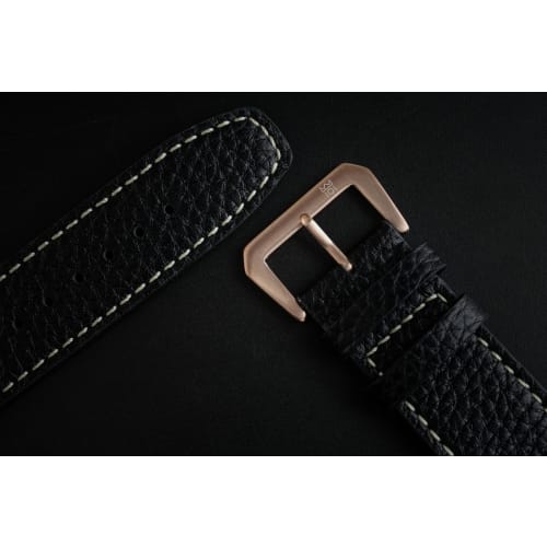 HYAKUICHI 101 No.8L Hyakuichi Chronograph Watch in Pink Gold with Carbon Fiber and Black Leather Strap