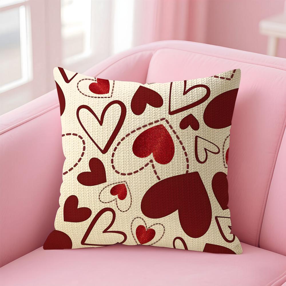 Love INS Cushion Cover Natural Linen Pillow Case DoubleSided Print Decorative Sofa Pillowcase Home Decor Gift