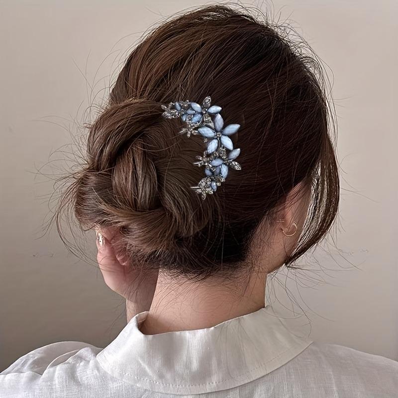 2pcs Women's New Metal Hairpins, Stylish Flower Updo Clips for Daily and Casual Hairstyles