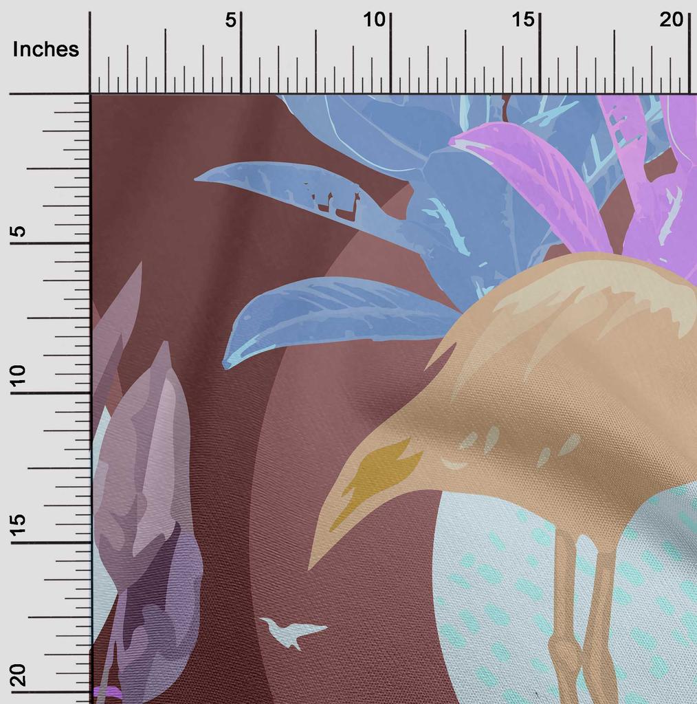 oneOone Cotton Flex Chocolate Brown Fabric Tropical Abstract With Flamingo Fabric For Sewing Printed Craft Fabric By The Yard 40 Inch