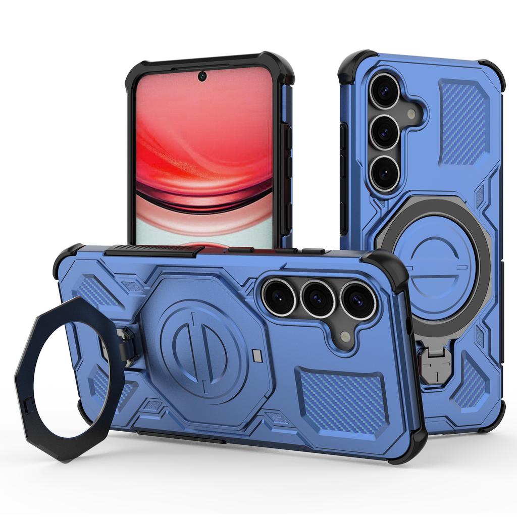 Für Samsung Galaxy S25+ Magnetische Hülle Drehbarer Metall-Aufsteller PC+TPU Handy-Rückseite
