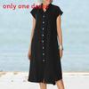 Cotton Linen Long Dress With Pocket And Stand Collar For Casual Travel