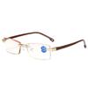 Men’s Rimless Anti-Blue Light Diamond-Inlaid Reading Glasses