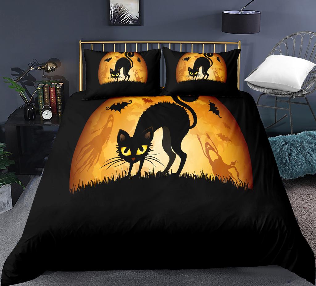 Copripiumino Federa con Zucca di Halloween Cartone Animato Set Biancheria da Letto per la Casa Set Piumone Divertente Creativo, Regali per Bambini