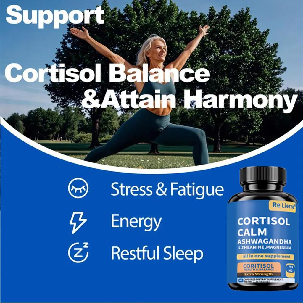Gestore dello Stress-Cortisolo Equilibrato, Sonno Riposante e Miglioramento dell'Umore, Rilassa|con Rhodiola Rosea, Ashwagandha, L-Teanina e Magnesio