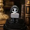 Grim Reaper Reading Figurine, 3D Printed Mini Skull Grim Reaper Statue, Cute Gothic Skeleton Ornament for Bookshelf, Desk, Shelf, Halloween Home Decor