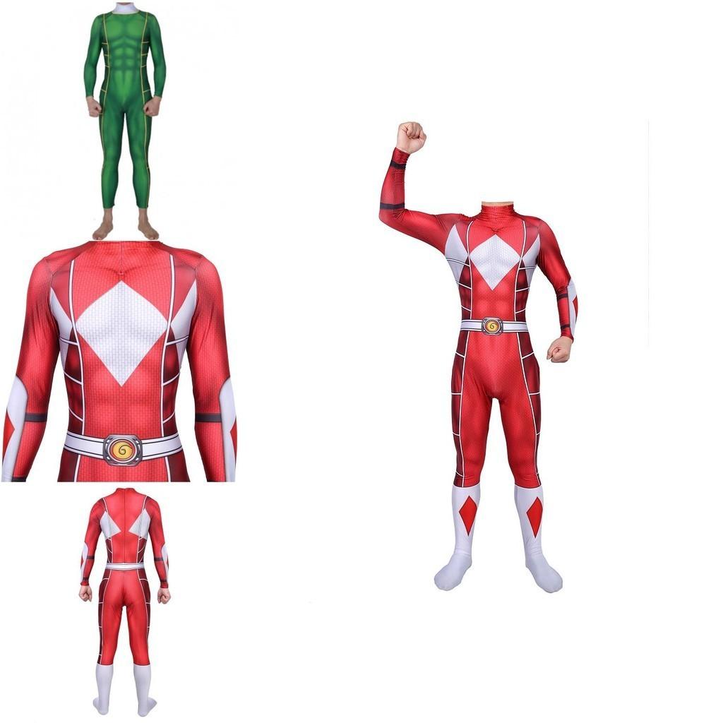Vibrant Power Rangers Bodysuit Spandex Cosplay Costume For Unisex Kids And Adults