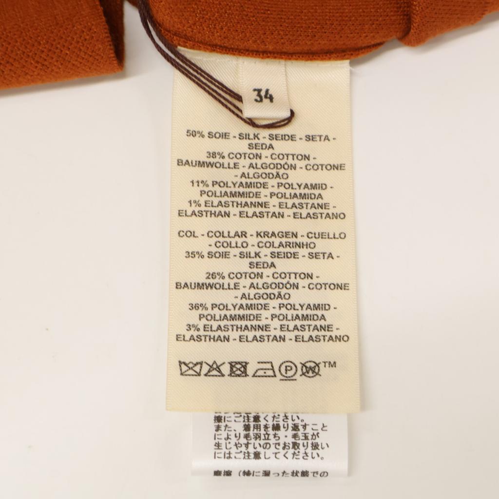 Hermes [New/Domestically Authorized] 5E2647DL Silk Blend Short Sleeve Knit Sweater/ Tops 34 OrangeUsed