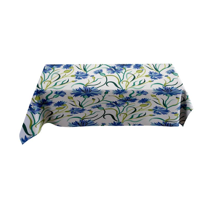 Modern Floral Tablecloth DecorationBlue White Green Leaves Flowers Printed Polyester Dining Room Decorative Blanket For Kitchen