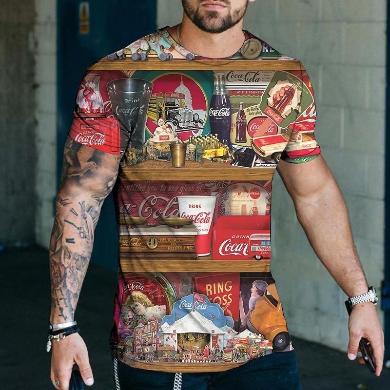 Summer Fashion Men's T-shirt Graffiti Pattern 3D Flower Print Casual Loose Outdoor Boy Short Sleeve Tees Top Pullover