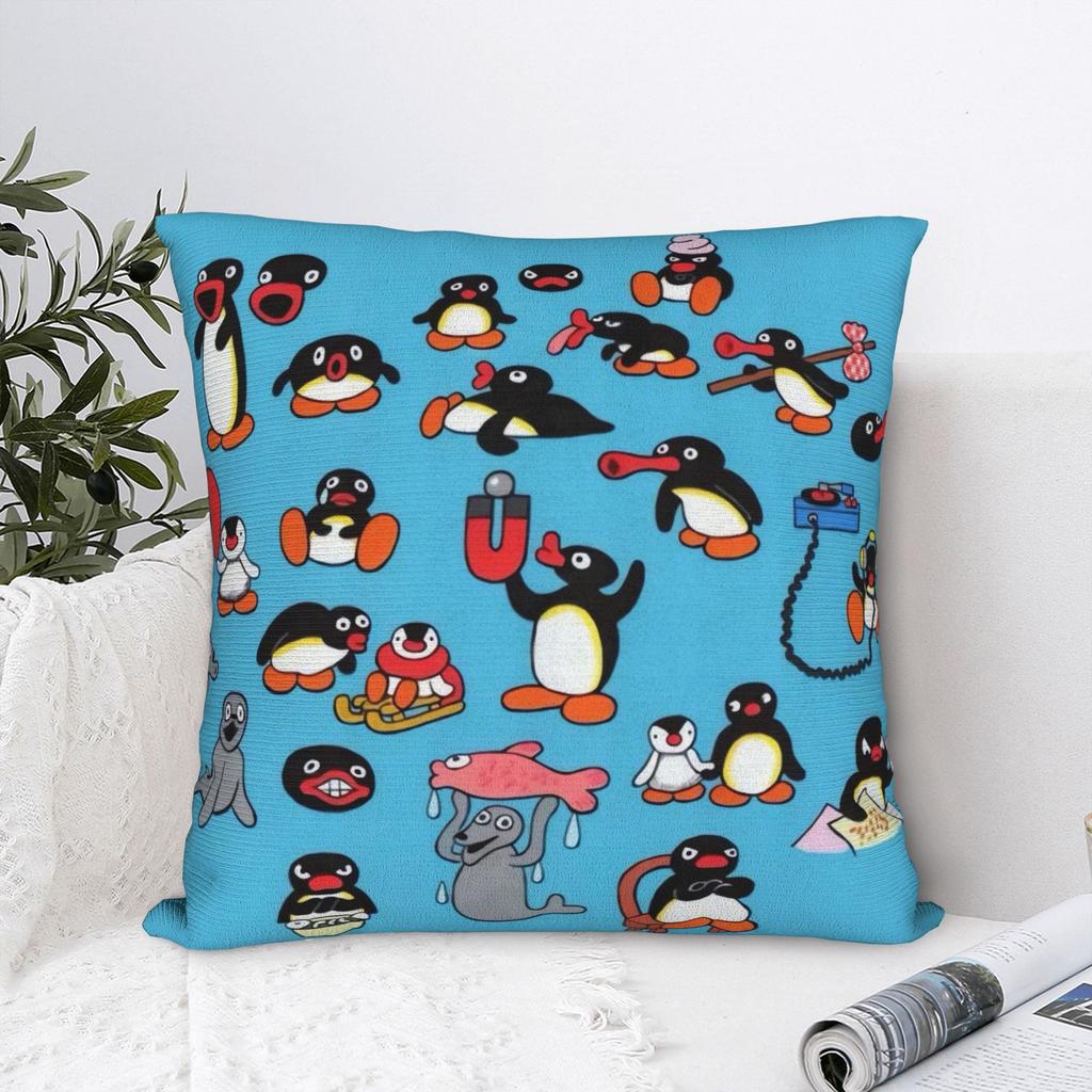Little Cartoon Pingu Pillow Case Square Pillow Cover Vintage Pillowcases For Sofa Car Home Decor