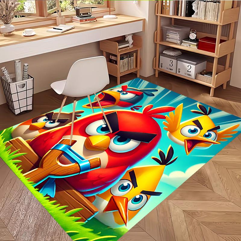 Angry Birds Print Rug, Washable Floor Carpet, For Entryway Dorm Laundry Room Office Study, Home Decor Birthday Christmas Gift
