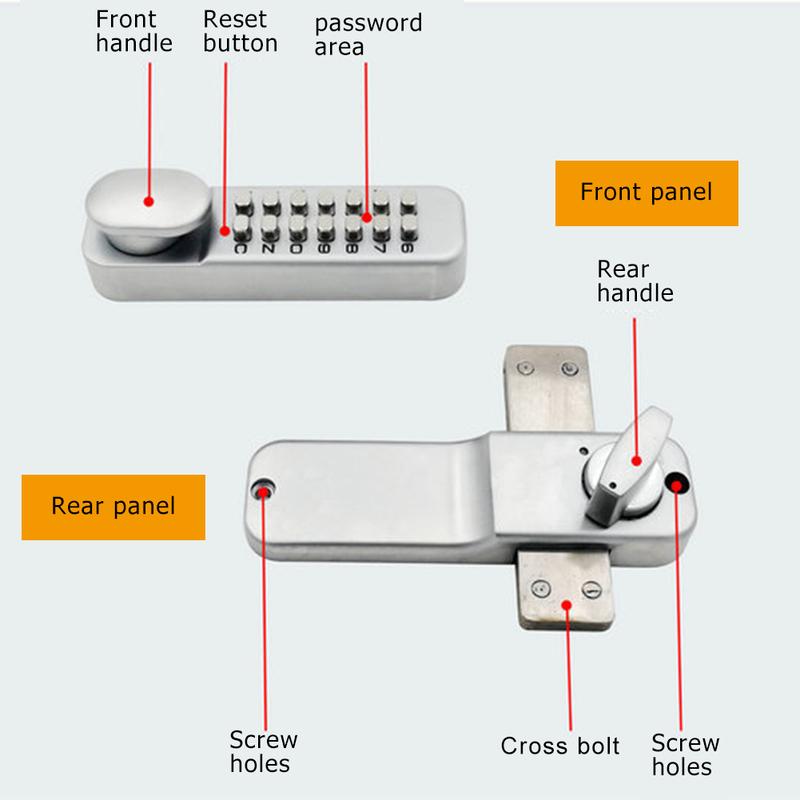 Waterproof Mechanical Digital Door Lock Push Button Keypad Keyless Code Combination Lock Set for Home Office