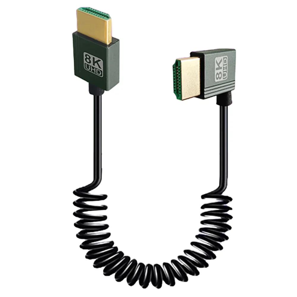 8K HDMI-Compatible To HDMI-Compatible Coiled Cable 48Gbps HDMI-Compatible To Mini/Micro HD Cable for Camera/Camcorder/PC/Monitor