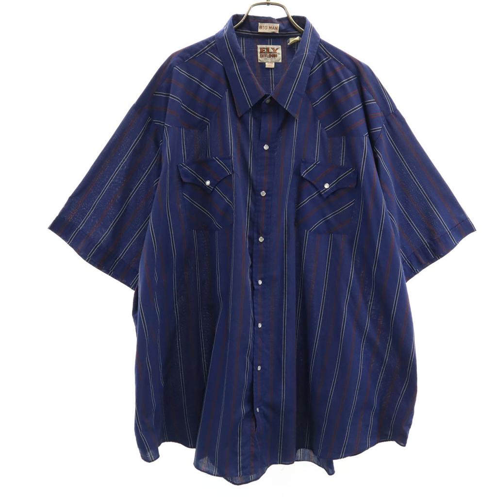 ELY CATTLEMAN 80s vintage Striped Pattern Short sleeve Western shirt Men's Used