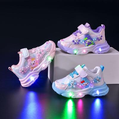 Zapatos Ligeros para Niñas Zapatos LED Intermitentes de Dibujos Animados Zapatos Deportivos Casuales de Suela Blanda para Niños