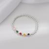 S925 Silver Rainbow Beaded Bracelet for Girls Summer Ins Niche Design Colorful Bear Smiley Hand Jewelry