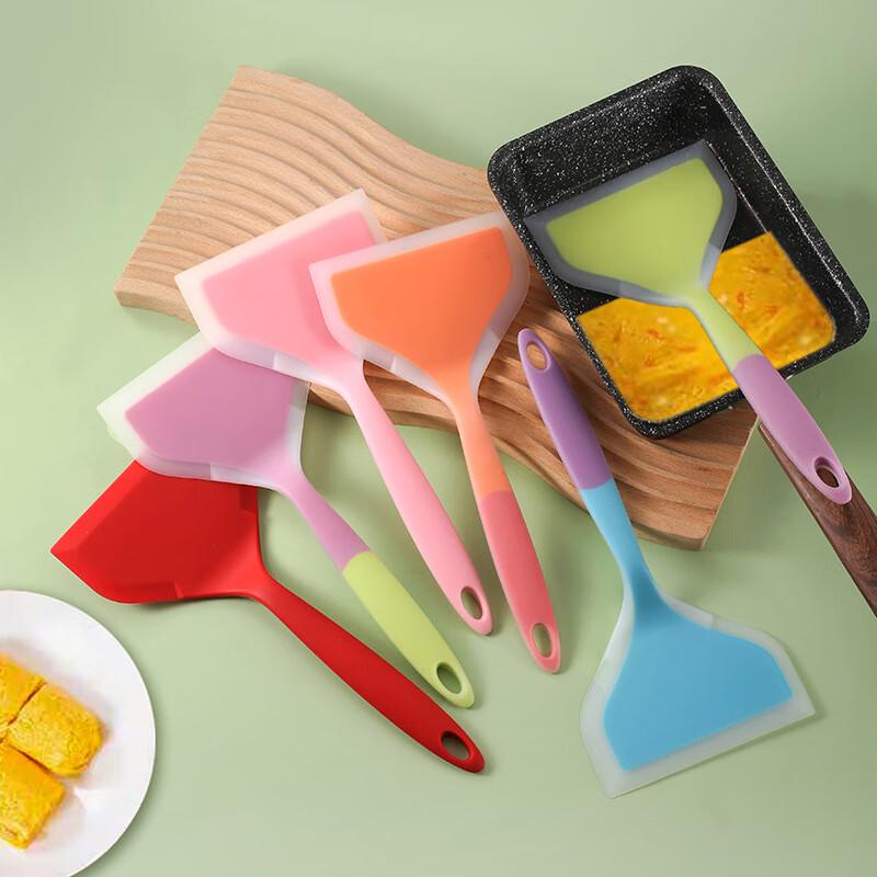 Dual-Color Transparent Silicone Frying Spatula Set