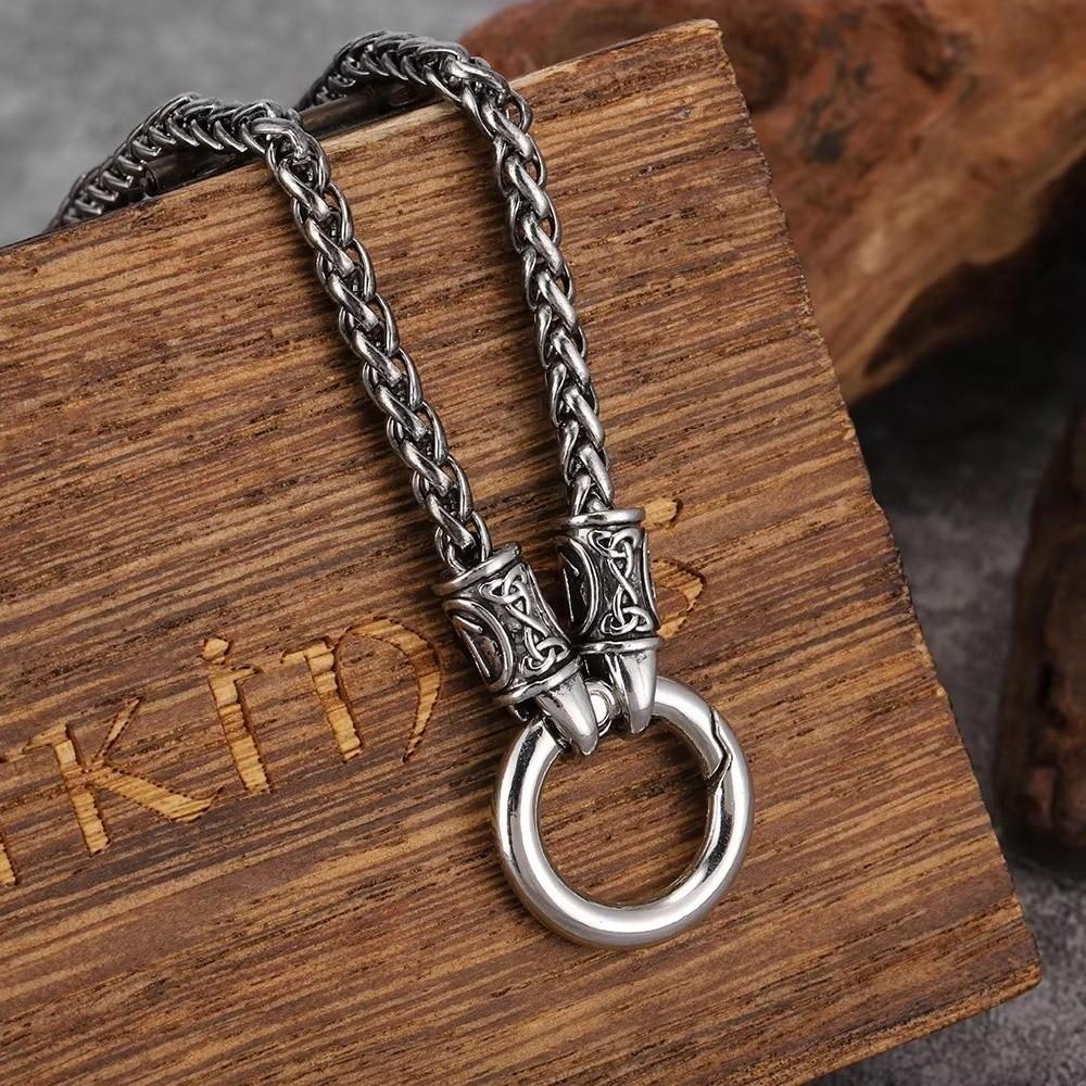 Collier Viking en Alliage de Zinc Fermoir Rond Ouvert Style Ethnique Choker Collier Chaîne Os de Dragon Rétro