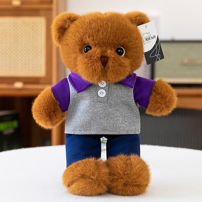 Cute Bear Plush Toy In School Uniform - Custom Logo Graduation Gift for Classmates