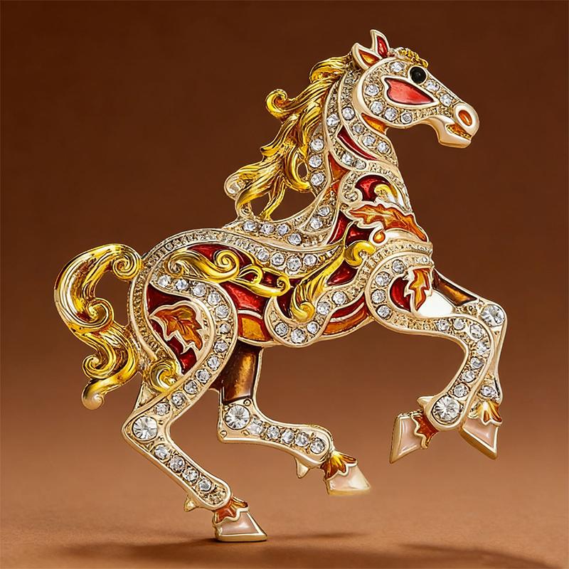 Luxury Strong Horse Brooches For Women Unisex 4-Color Elegant Enamel Animal Year Of The Horse Brooch Pins Gifts