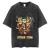 Hotblood Anima Attack on Titan Graphic Print TShirt Men Women Harajuku Vintage Washed Cotton Solf Summer New Tee Oversized Top