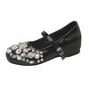 Fashion Silver Single Shoes Women 2025 New Summer Bean Shoes Shallow Flat Mary Jane Shoes